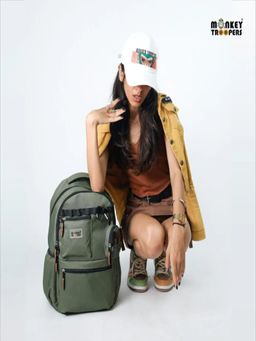 Monkey Troopers - Unisex Laptop Backpack Goat - Olive