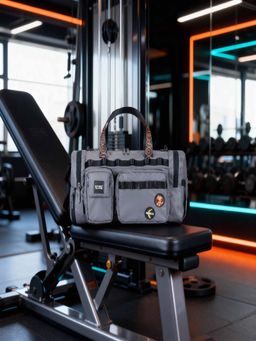 Monkey Troopers - Men Spidey Gym Bag with Detachable Strap - Grey