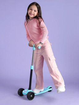 U.S. POLO ASSN. - Girls Mid Rise Cargo Jeans Pink