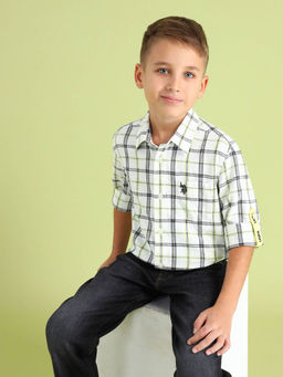 U.S. POLO ASSN. - Boys Tartan Checked Cotton Shirt White