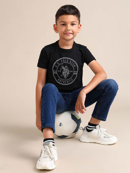 U.S. POLO ASSN. - Boys Pure Cotton Regular T-Shirt Black