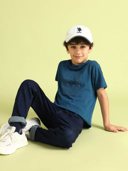 U.S. POLO ASSN. - Boys Pure Cotton Regular T-Shirt Blue