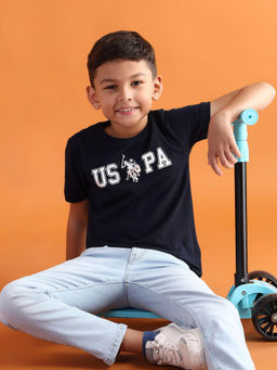 U.S. POLO ASSN. - Boys Pure Cotton Regular T-Shirt Navy Blue