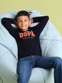 U.S. POLO ASSN. - Boys Pure Cotton Regular T-Shirt Navy Blue