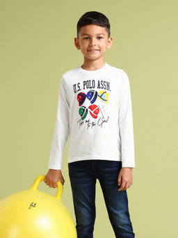 U.S. POLO ASSN. - Boys Pure Cotton Regular T-Shirt White