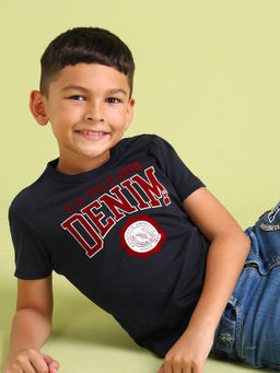 U.S. POLO ASSN. - Boys Pure Cotton Regular T-Shirt Navy Blue