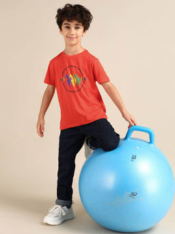 U.S. POLO ASSN. - Boys Pure Cotton Regular T-Shirt Orange