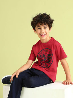 U.S. POLO ASSN. - Boys Pure Cotton Regular T-Shirt Red