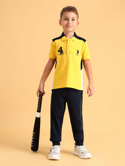 U.S. POLO ASSN. - Boys Cotton Printed Polo T-Shirt Yellow