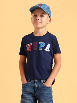 U.S. POLO ASSN. - Boys Printed Cotton T-Shirt Navy Blue
