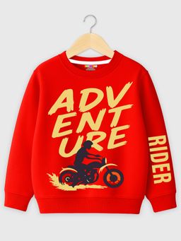 Kuchipoo - Red Fleece Full Sleeves Sweatshirt