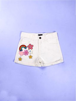 KiddoPanti - White Denim Shorts