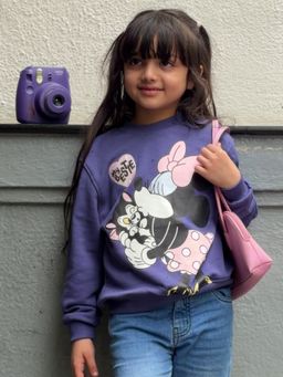 Napchief - Blue Cotton Blend Full Sleeves Minnie Mouse Sweatshirt