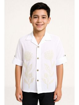 CHARCHIT - White Cotton Full Sleeves Shirt