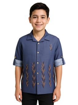 CHARCHIT - Blue Cotton Full Sleeves Shirt