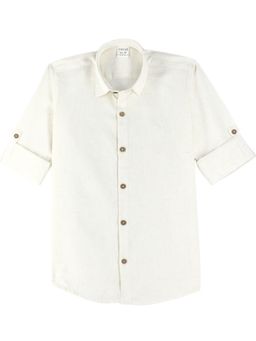 CAVIO - Off White Cotton Full Sleeves Shirt