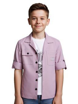 CAVIO - Purple Cotton Full Sleeves Shirt With T-Shirt