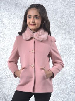 CRIMSOUNE CLUB - Mauve Polyester Full Sleeves Coat