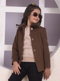 CRIMSOUNE CLUB - Brown Polyester Full Sleeves Coat
