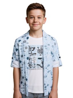 CAVIO - Blue Cotton Full Sleeves Shrug With T-Shirt