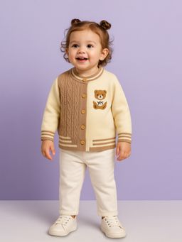 Kidbea - Beige Cotton Full Sleeves cardigan