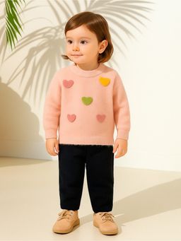 Kidbea - Pink Cotton Full Sleeves Sweater