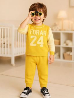 Kidbea - Yellow Cotton Full Sleeves Sweatshirt With Joggers