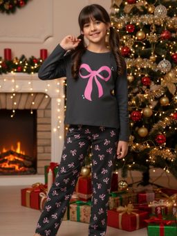 Napchief - Black Pure Cotton Full Sleeves T-Shirt With Pyjamas