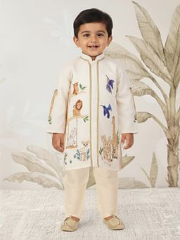 Vastramay - White Rayon Full Sleeves Kurta With Pyjama