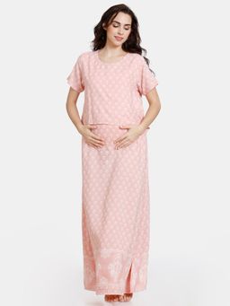 Zivame - Coucou Maternity Nightdress with Front Zipper and Discreet Feeding - Prism Pink
