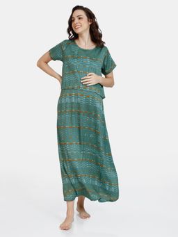 Zivame - Coucou Maternity Nightdress with Front Zipper and Discreet Feeding - Spearmint