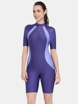 Zivame - Zelocity Swimsuit with Zipper - Navy Blue