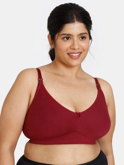 Zivame - Maternity Double Layered Non Wired 3-4th Coverage Nursing Bra - Beet Red