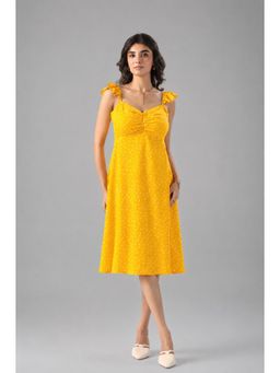 Twenty Dresses by Nykaa Fashion - Yellow Polka Dot Midi Dress