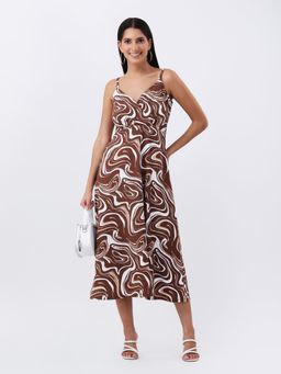 Qurvii - Abstract Print Lycra Midi Dress