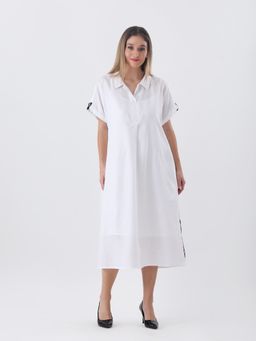 Qurvii - White Cotton Oversize Dress