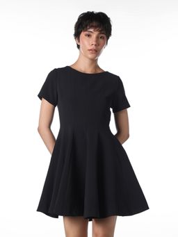 ONLY - Womens Solid Fit and Flare Black Dress