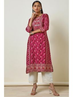 Soch - Women Pink Viscose Blend Ethnic Motifs with Thread Work Kurta