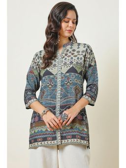 Soch - Women Multi-Color Viscose Muslin Print with Sequence Work Tunic