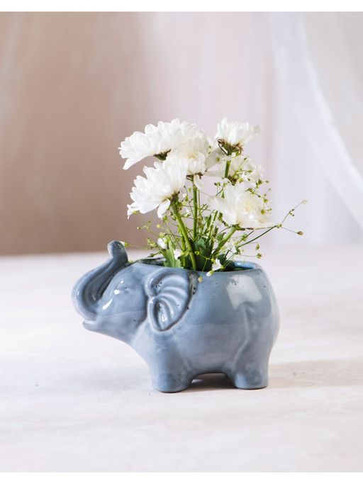 Fabindia Jeevi Elephant Planter - Grey