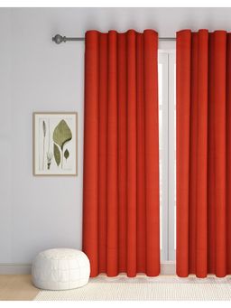 Fabindia - Red Jaisal Cotton Room Darkening Woven Curtain-Long Door