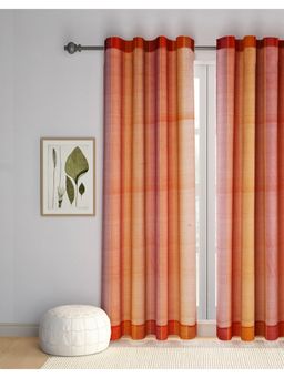 Fabindia - Orange Zinat Cotton Semi Sheer Chanderi Curtain-Door