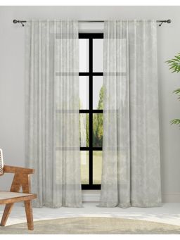 Fabindia - Grey Ameera Cotton Semi Sheer Woven Curtain-Long Door