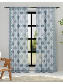 Fabindia - Blue Inaaya Cotton Semi Sheer Woven Curtain-Long Door