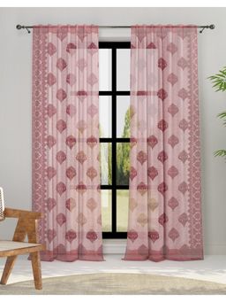 Fabindia - Red Inaaya Cotton Semi Sheer Woven Curtain-Long Door