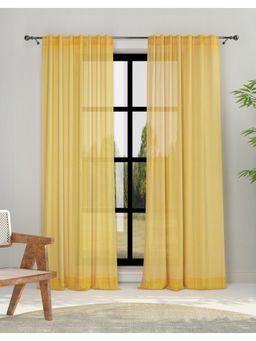 Fabindia - Yellow Ihania Veeya Cotton Room Darkening Woven Curtain-Long Door
