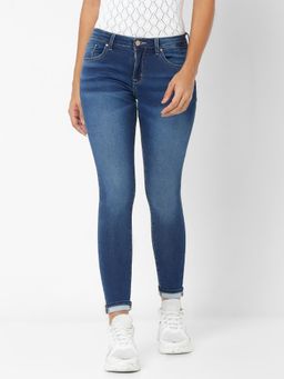 Spykar - Women Mid Blue Cotton Super Skinny Regular Fit Jeans