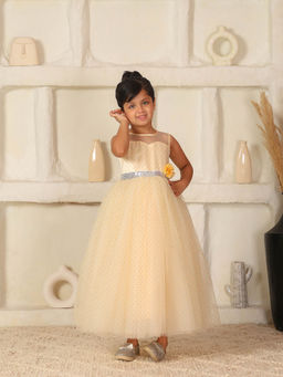 Toy Balloon Kids - Beige Full Length Girls Party Wear Dress