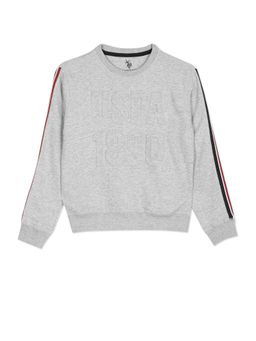 U.S. POLO ASSN. - Boys Grey Crew Neck Brand Appliqued Sweatshirt