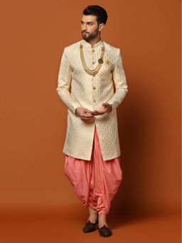 KISAH - Mens Cream Sherwani Dhoti (Set of 2)